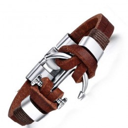 Bratara piele Brown Anchor